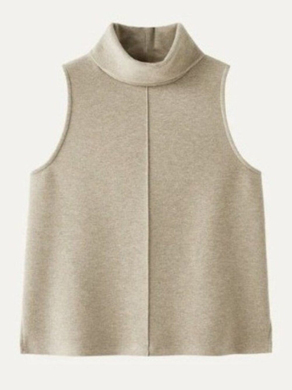OGL Move FuzzLuxe Sleeveless Turtleneck Split Hem Top Heather Beige XS NWT